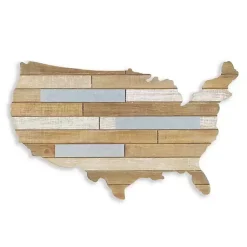 Kirklands Home Wood and Metal Plank USA Map Wall Plaque Hot