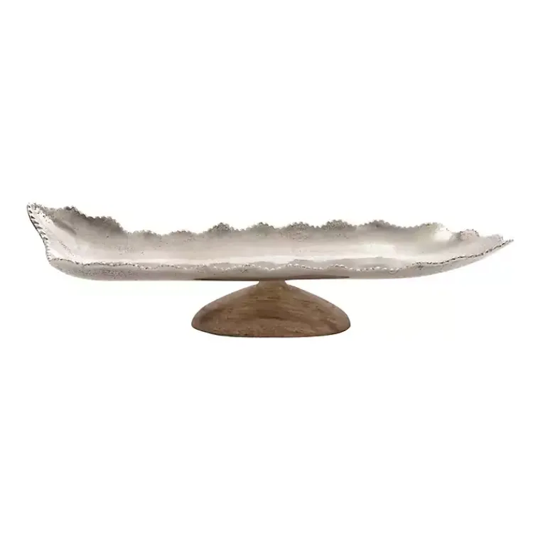 Decorative Trays>Kirklands Home Wood and Metal Scalloped Rim Tray