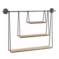 Kirklands Home Wood and Metal Three-Tier Side Modern Wall Shelf Clearance