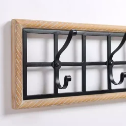 Kirklands Home Wood and Metal Twisted Frame Hook Rack New