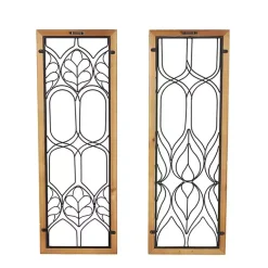 Kirklands Home Wood and Metal Wire Wall Plaques, Set of 2 Outlet