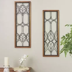 Kirklands Home Wood and Metal Wire Wall Plaques, Set of 2 Outlet