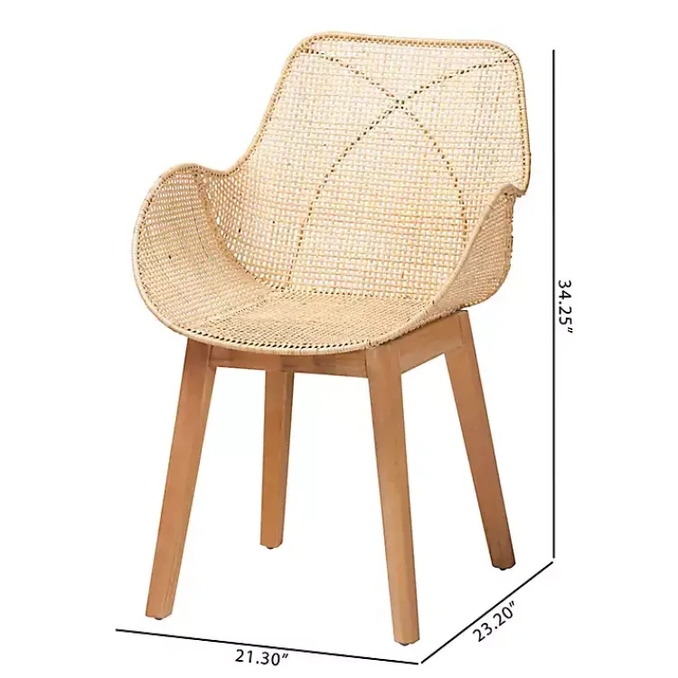 Kirklands Home Wood and Rat Flared Dining Chairs, Set of 2 Tan Hot