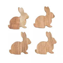 Easter Decorations>Kirklands Home Wood Bunny Coasters, Set of 4 Brown