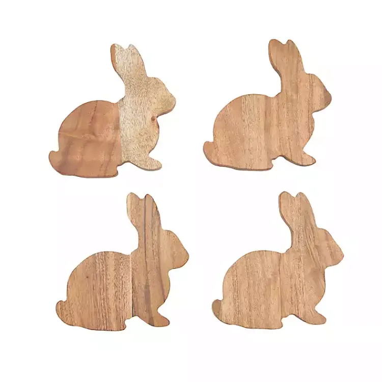 Easter Decorations>Kirklands Home Wood Bunny Coasters, Set of 4 Brown
