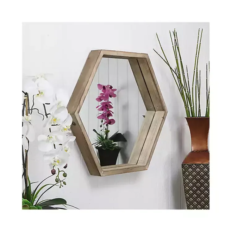 Kirklands Home Wood Frame Hexagon Wall Mirror Best