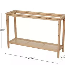 Kirklands Home Wood Glass Top Console Table with Rattan Shelf Brown Outlet
