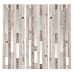 Kirklands Home Wood Plank and Mirror Slice Wall Plaques, Set of 3 Hot