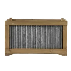 Kirklands Home Wood Planters with Galvanized Sides, Set of 2 Online