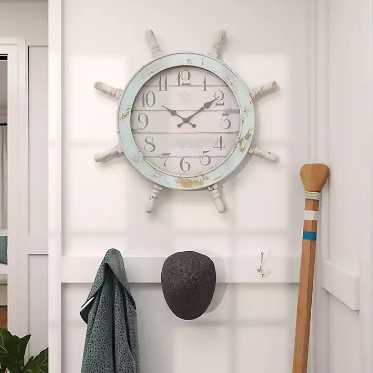 Kirklands Home Wood Ship Wheel Wall Clock Discount