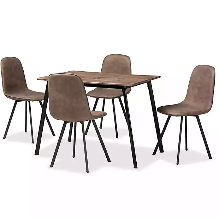 Kirklands Home Wood Table and Leather Chairs 5-pc. Dining Set Outlet