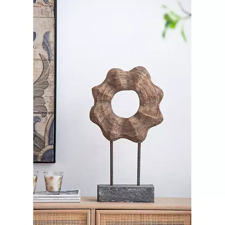 Statues & Figurines>Kirklands Home Wood Wave Ring Figurine Brown
