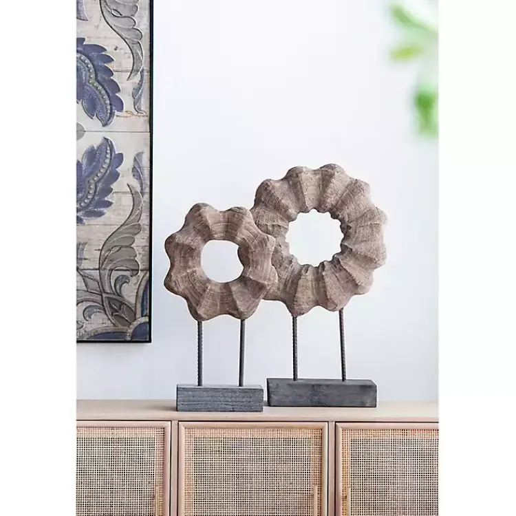 Statues & Figurines>Kirklands Home Wood Wave Ring Figurine Brown