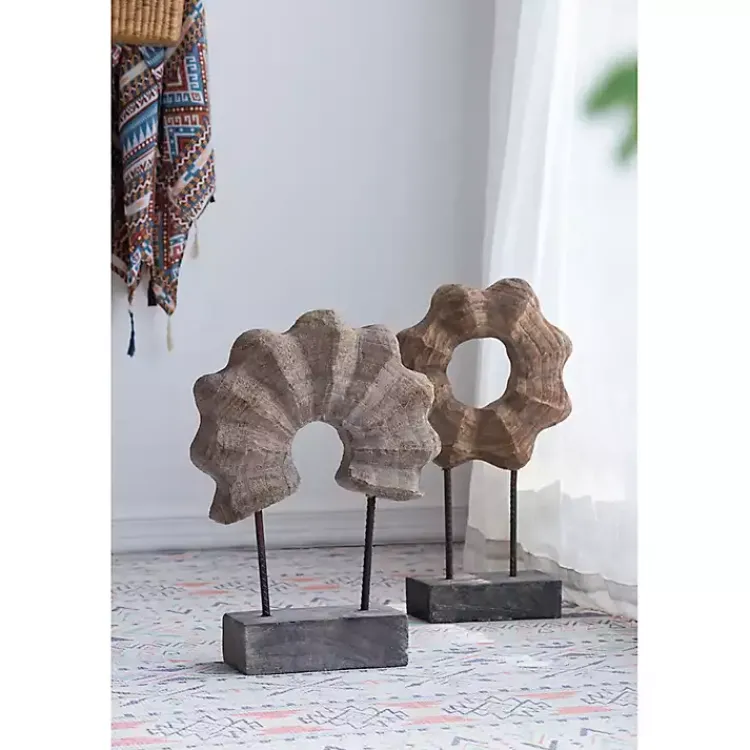 Statues & Figurines>Kirklands Home Wood Wave Ring Figurine Brown