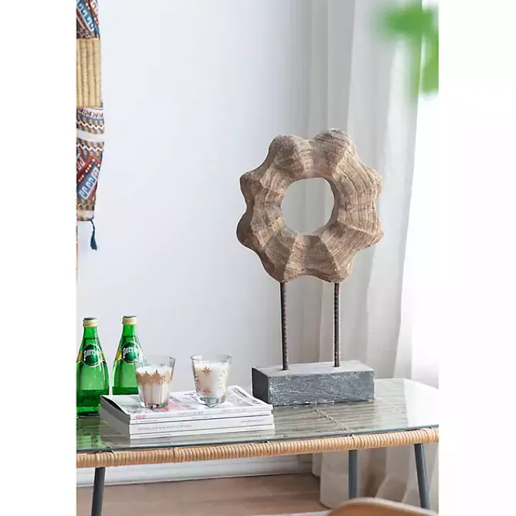 Statues & Figurines>Kirklands Home Wood Wave Ring Figurine Brown