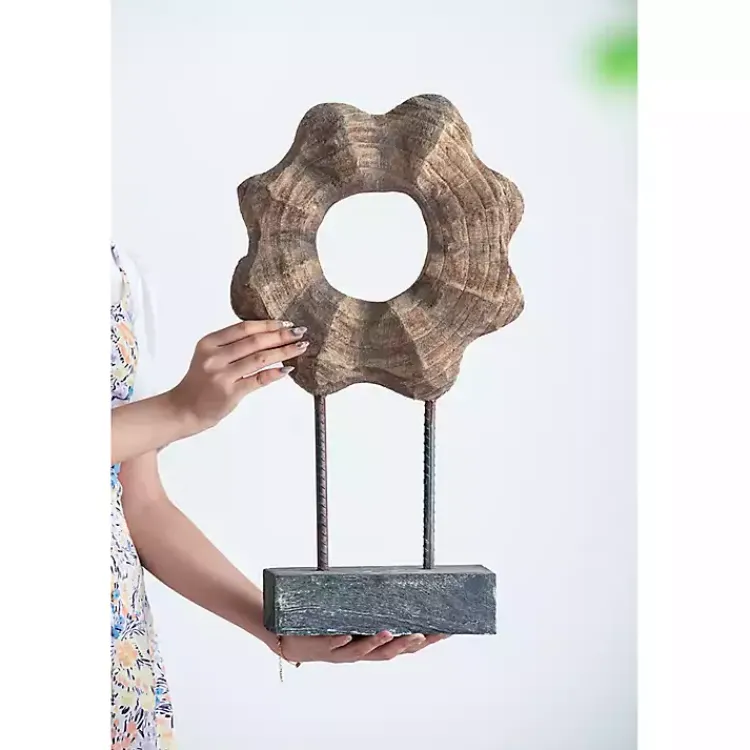 Statues & Figurines>Kirklands Home Wood Wave Ring Figurine Brown
