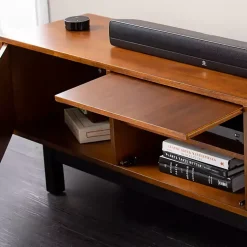Kirklands Home Wooden 3-Door Media Cabinet Brown Clearance