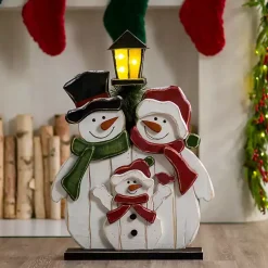 Outdoor Christmas Decorations>Kirklands Home Wooden LED Light Post Snowman Family
