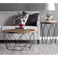 Kirklands Home Wooden Top Geometric Chadwick Coffee Table Best