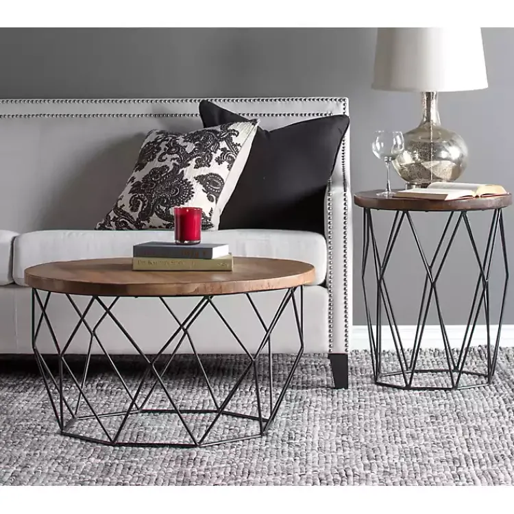 Kirklands Home Wooden Top Geometric Chadwick Coffee Table Best