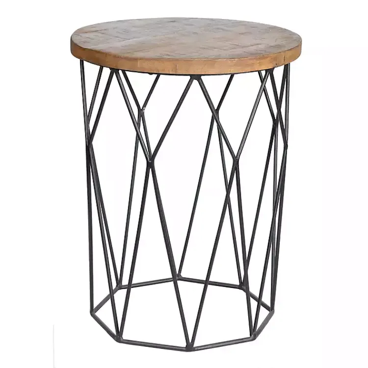 Kirklands Home Wooden Top Geometric Chadwick Accent Table Hot