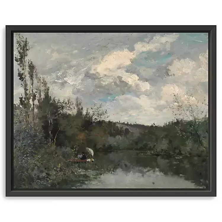 Kirklands Home Woodland Lake Framed Canvas Art Print Gray Online