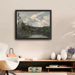 Kirklands Home Woodland Lake Framed Canvas Art Print Gray Online