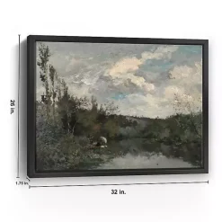 Kirklands Home Woodland Lake Framed Canvas Art Print Gray Online