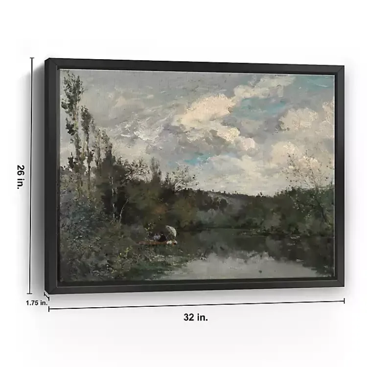 Kirklands Home Woodland Lake Framed Canvas Art Print Gray Online