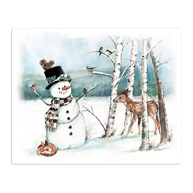 Christmas Art & Wall Decor>Kirklands Home Woodland Snowman Canvas Art Print