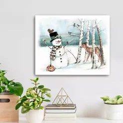 Christmas Art & Wall Decor>Kirklands Home Woodland Snowman Canvas Art Print