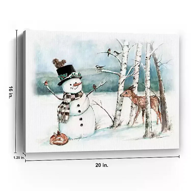 Christmas Art & Wall Decor>Kirklands Home Woodland Snowman Canvas Art Print