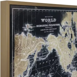 Kirklands Home World Map on Black Framed Art Print Clearance