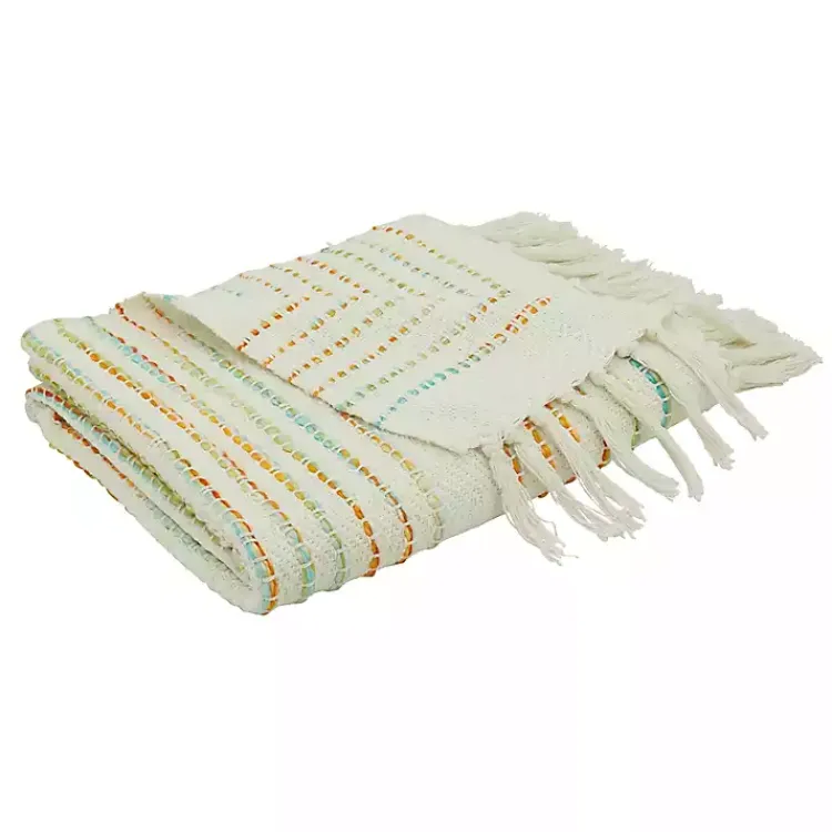 Blankets & Throws>Kirklands Home Woven Rainbow Stripe Tassel Throw