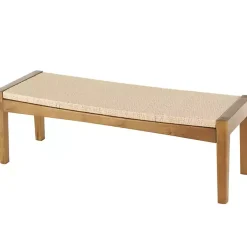 Kirklands Home Woven Rope and Birch Wood Bench Tan Hot