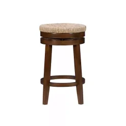 Kirklands Home Woven Seagrass Walnut Wood Swivel Counter Stool Tan Online
