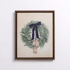 Christmas Art & Wall Decor>Kirklands Home Wreath with Bells Framed Canvas Art Print