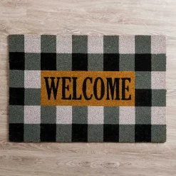 Kirklands Home XL Black and White Buffalo Check Welcome Doormat Sale