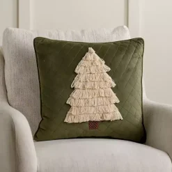Pillows>Kirklands Home Yarn Fringe Christmas Tree Pillow