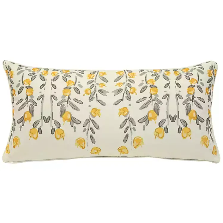 Kirklands Home Yellow & Gray Floral Outdoor Pillow Outlet