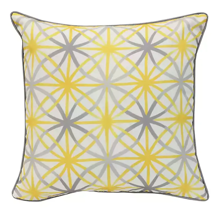 Kirklands Home Yellow & Gray Geometric Flowers Outdoor Pillow Online