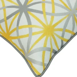 Kirklands Home Yellow & Gray Geometric Flowers Outdoor Pillow Online