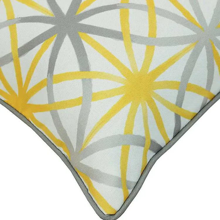 Kirklands Home Yellow & Gray Geometric Flowers Outdoor Pillow Online