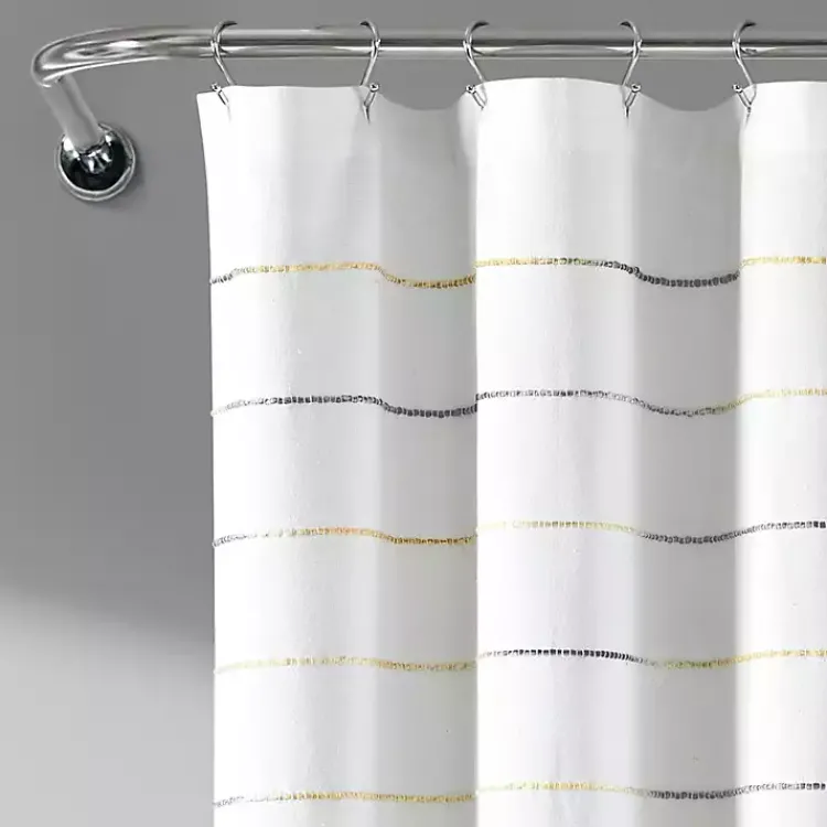 Kirklands Home Yellow and Gray Ombre Stripe Shower Curtain Clearance