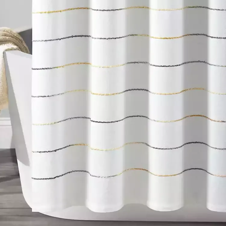 Kirklands Home Yellow and Gray Ombre Stripe Shower Curtain Clearance