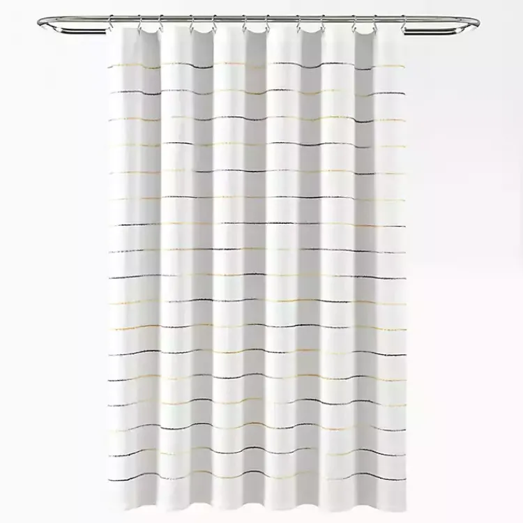 Kirklands Home Yellow and Gray Ombre Stripe Shower Curtain Clearance