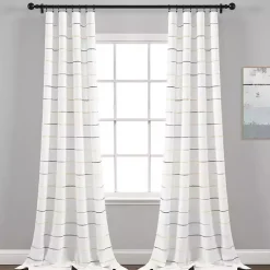 Kirklands Home Yellow and Gray Stripe Curtain Panel Set, 84 in.