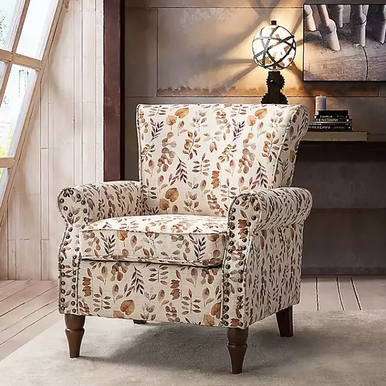 Kirklands Home Yellow and Orange Leaf Upholstered Accent Chair Discount