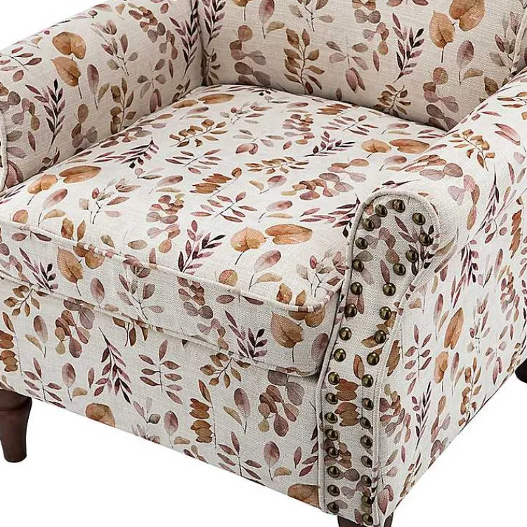 Kirklands Home Yellow and Orange Leaf Upholstered Accent Chair Discount