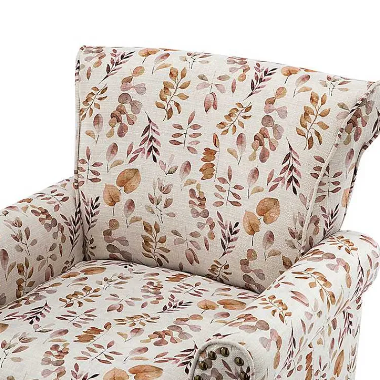 Kirklands Home Yellow and Orange Leaf Upholstered Accent Chair Discount